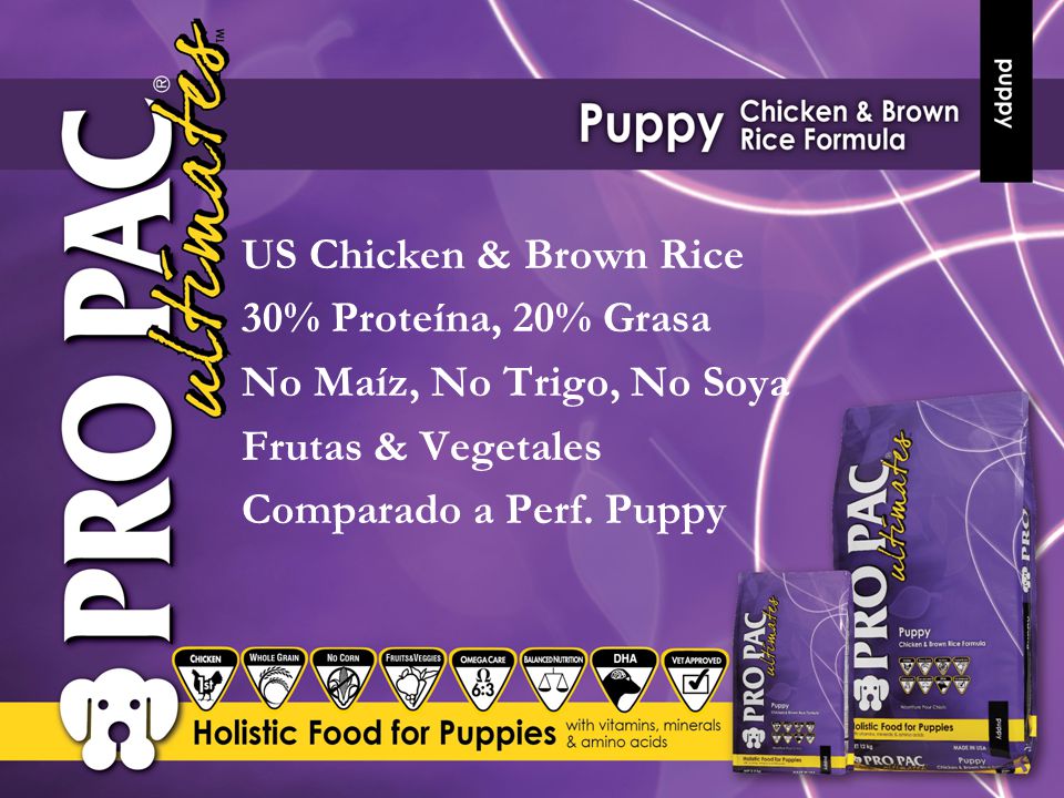 US Chicken & Brown Rice 30% Proteína, 20% Grasa No Maíz, No Trigo, No Soya Frutas & Vegetales Comparado a Perf.