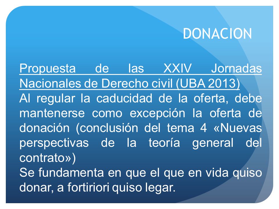 DONACION Propuesta de las XXIV Jornadas Nacionales de Derecho civil (UBA 2013)