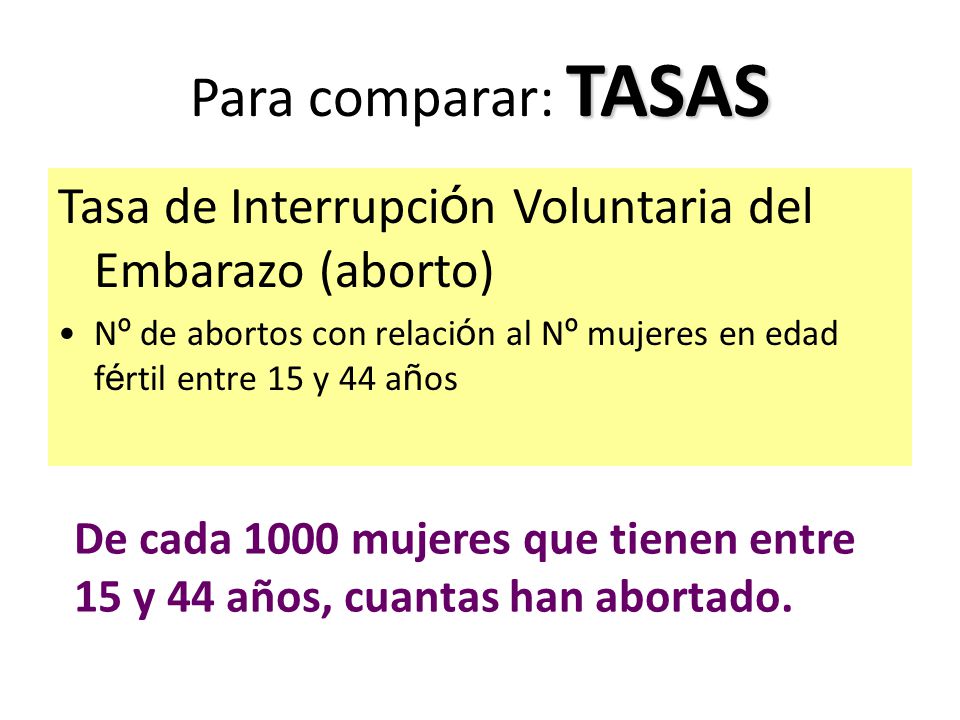 Para comparar: TASAS Tasa de Interrupción Voluntaria del Embarazo (aborto)