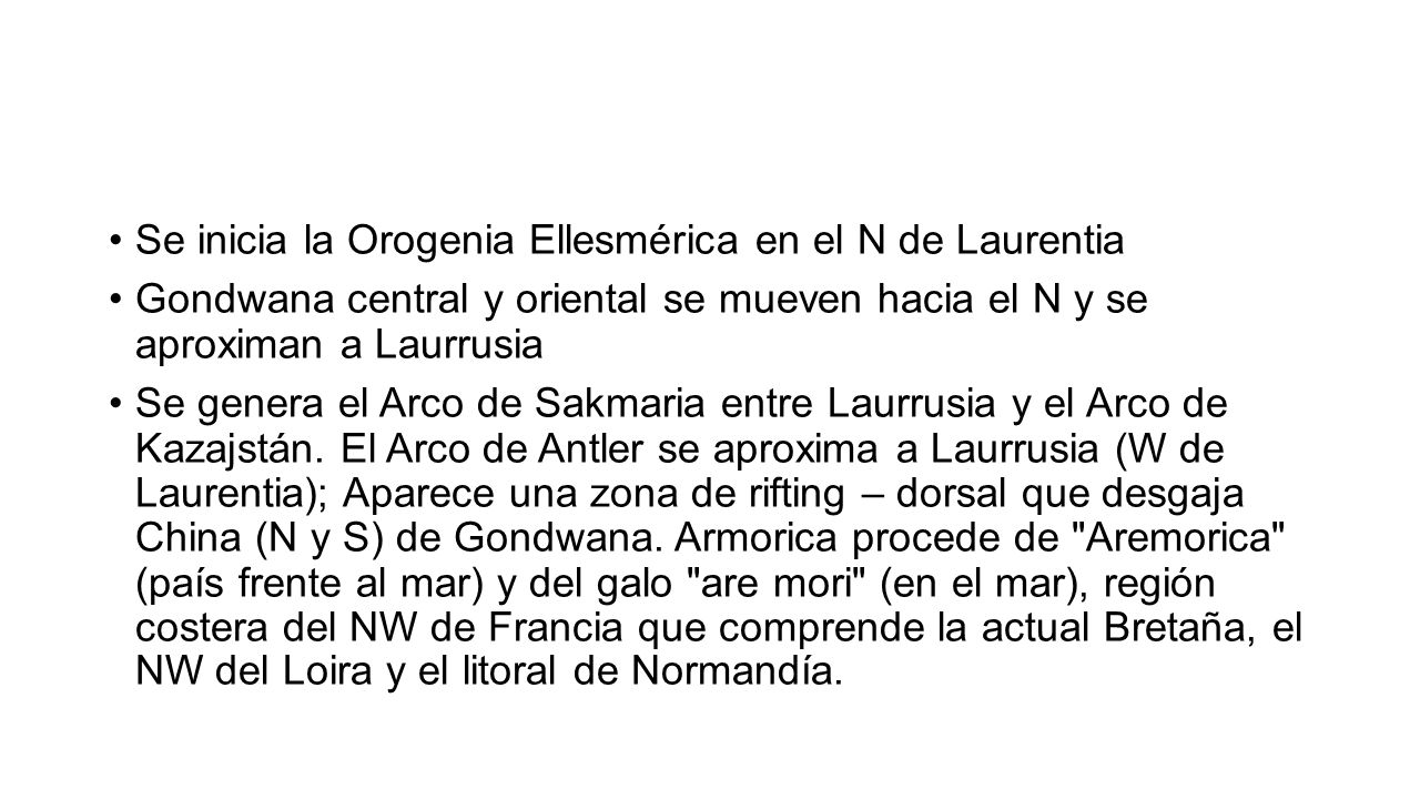 Se inicia la Orogenia Ellesmérica en el N de Laurentia