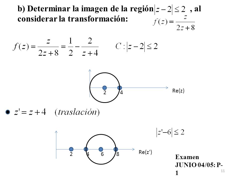 b) Determinar la imagen de la región , al considerar la transformación: