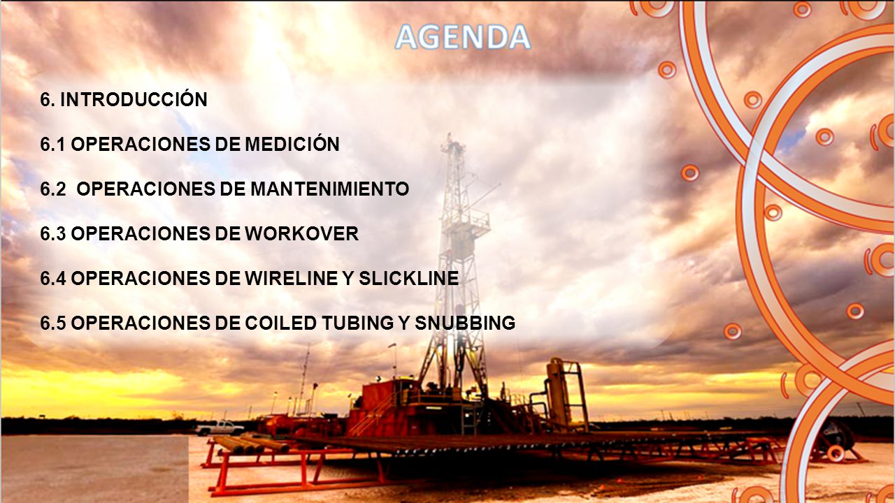 6. INTRODUCCIÓN 6.1 OPERACIONES DE MEDICIÓN. 6.2 OPERACIONES DE MANTENIMIENTO. 6.3 OPERACIONES DE WORKOVER.