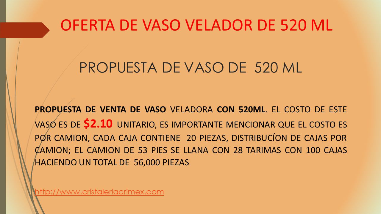 PROPUESTA DE VASO DE 520 ML OFERTA DE VASO VELADOR DE 520 ML