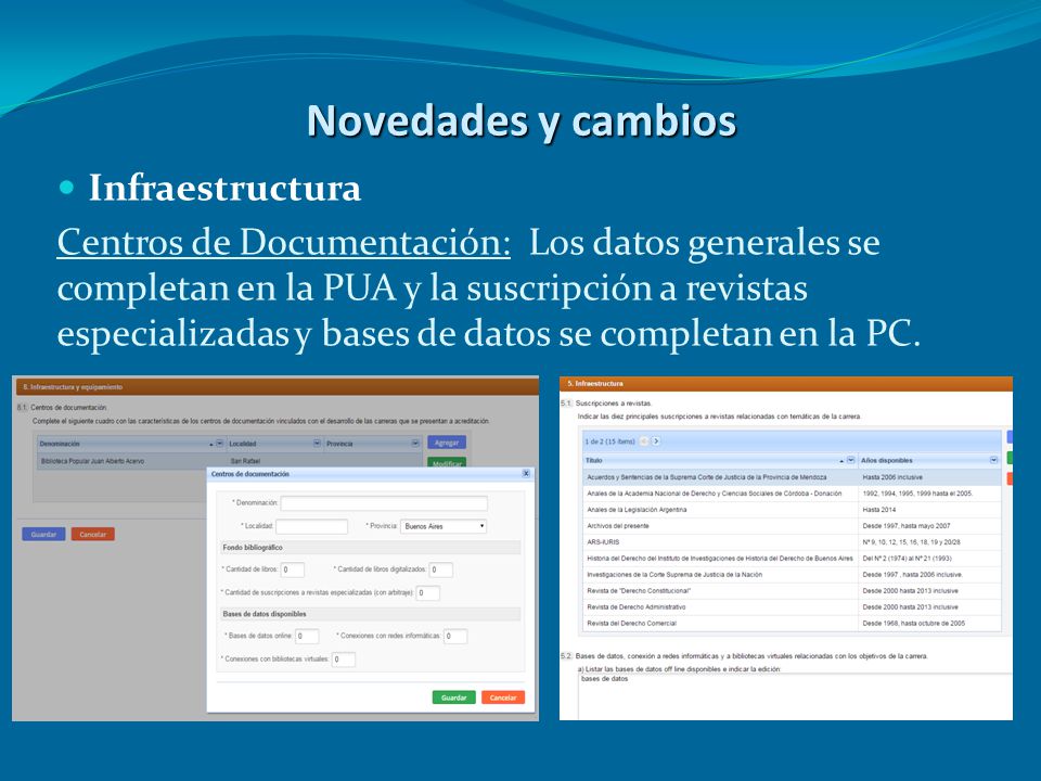 Novedades y cambios Infraestructura