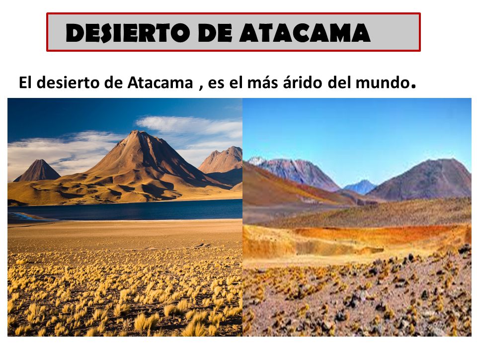 DESIERTO DE ATACAMA El desierto de Atacama , es el más árido del mundo.