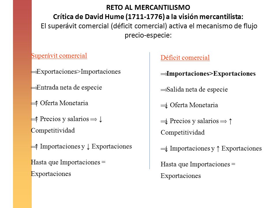 Crítica de David Hume ( ) a la visión mercantilista: