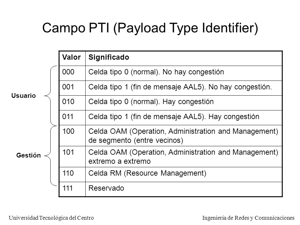 Campo PTI (Payload Type Identifier)