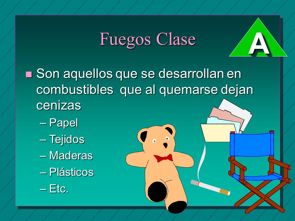 A Fuegos Clase. Son aquellos que se desarrollan en combustibles que al quemarse dejan cenizas. Papel.