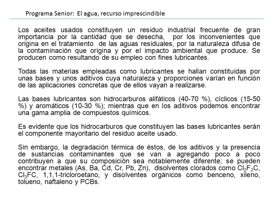 Programa Senior: El agua, recurso imprescindible