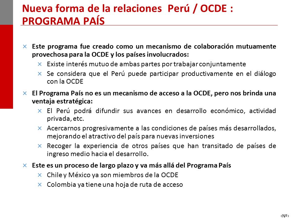 Nueva forma de la relaciones Perú / OCDE : PROGRAMA PAÍS