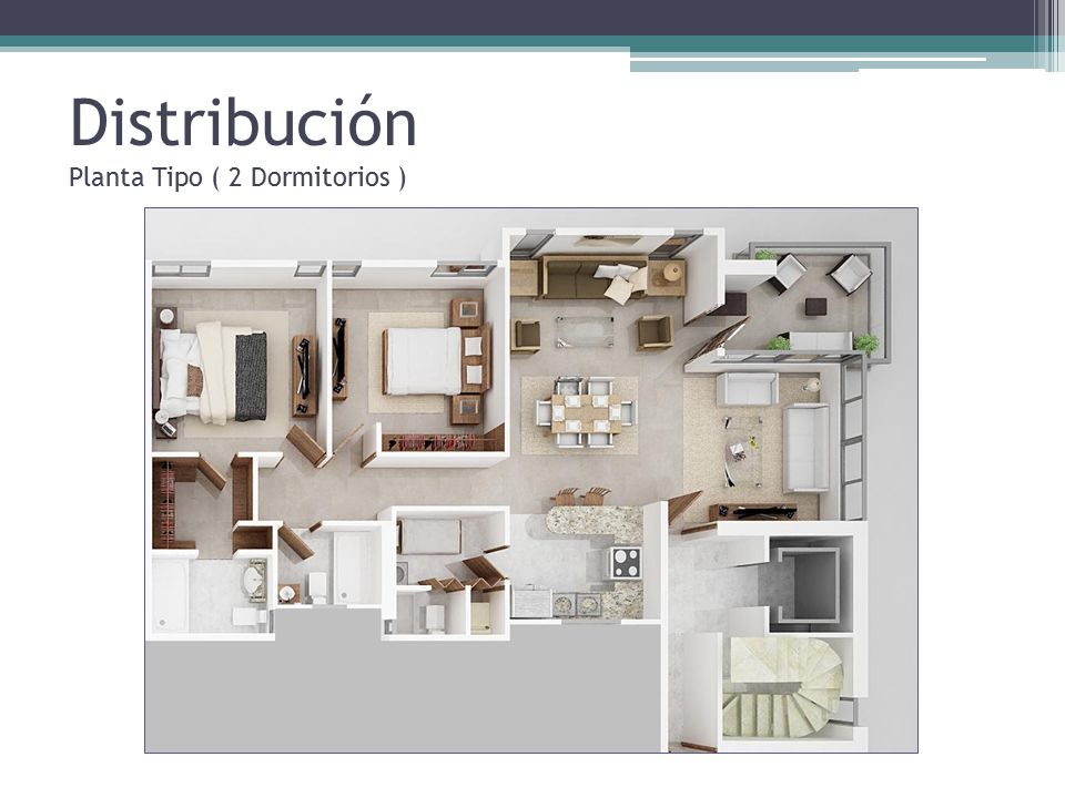 Distribución Planta Tipo ( 2 Dormitorios )