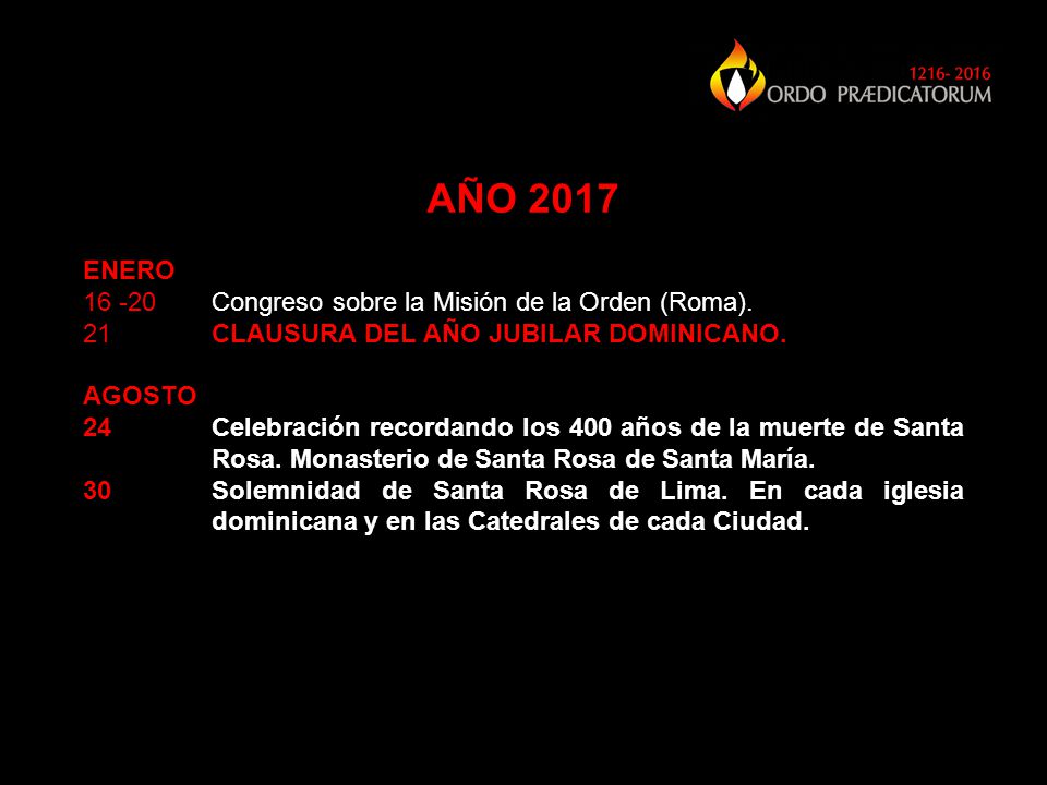 AÑO 2017 ENERO Congreso sobre la Misión de la Orden (Roma).