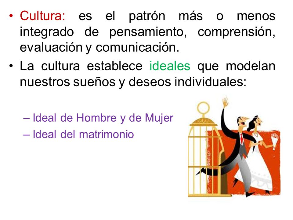 Cultura: es el patrón más o menos integrado de pensamiento, comprensión, evaluación y comunicación.