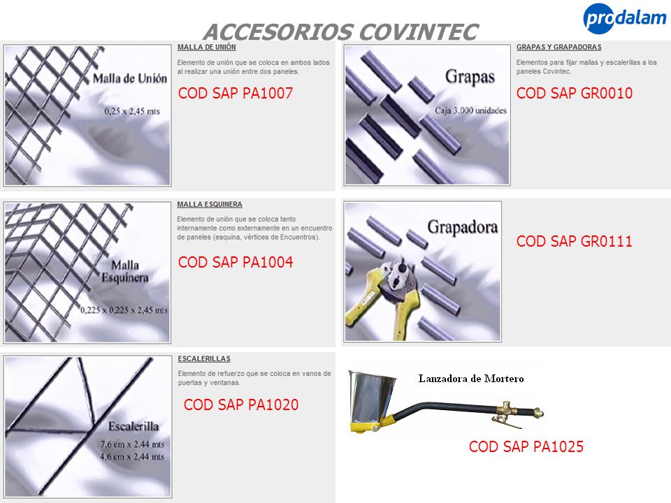 ACCESORIOS COVINTEC COD SAP PA1007 COD SAP GR0010 COD SAP GR0111