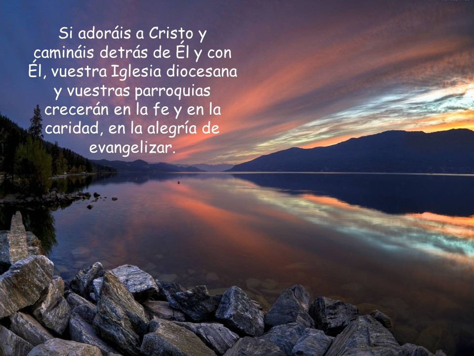 Si adoráis a Cristo y camináis detrás de Él y con Él, vuestra Iglesia diocesana y vuestras parroquias crecerán en la fe y en la caridad, en la alegría de evangelizar.