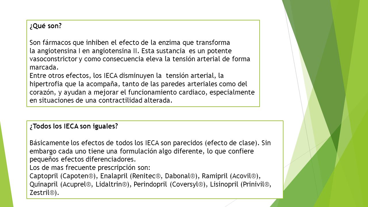 ¿Qué son Son fármacos que inhiben el efecto de la enzima que transforma. la angiotensina I en angiotensina II. Esta sustancia es un potente.