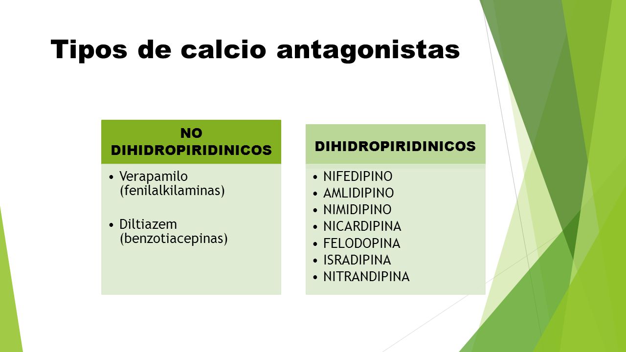 Tipos de calcio antagonistas