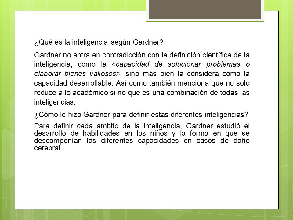 ¿Qué es la inteligencia según Gardner