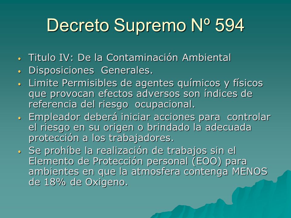 Decreto Supremo Nº 594 Titulo IV: De la Contaminación Ambiental