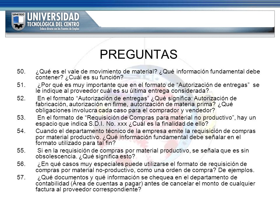 PREGUNTAS ¿Qué es el vale de movimiento de material ¿Qué información fundamental debe contener ¿Cuál es su función