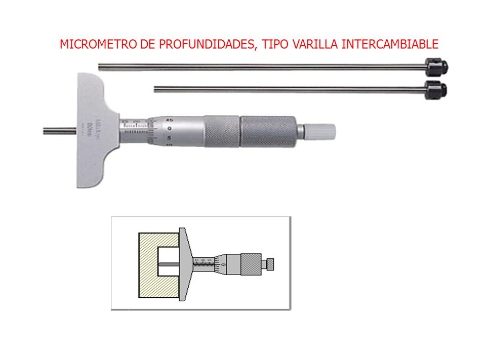 MICROMETRO DE PROFUNDIDADES, TIPO VARILLA INTERCAMBIABLE