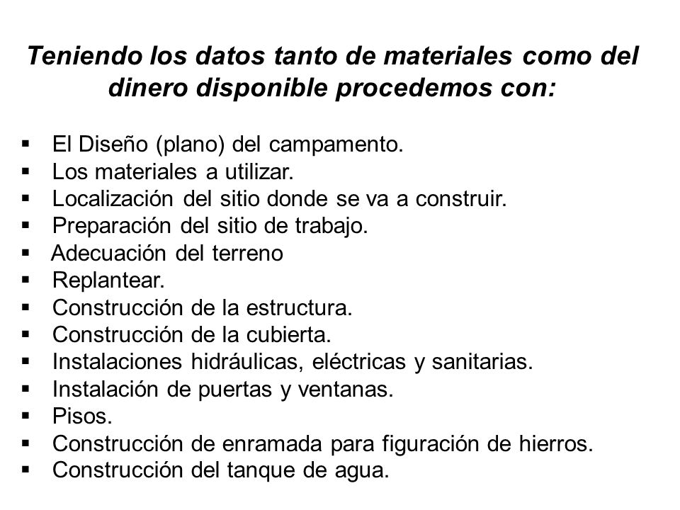 Teniendo los datos tanto de materiales como del dinero disponible procedemos con: