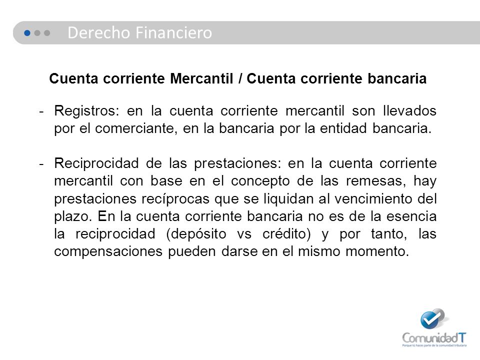 Cuenta corriente Mercantil / Cuenta corriente bancaria