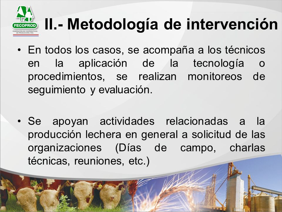 II.- Metodología de intervención