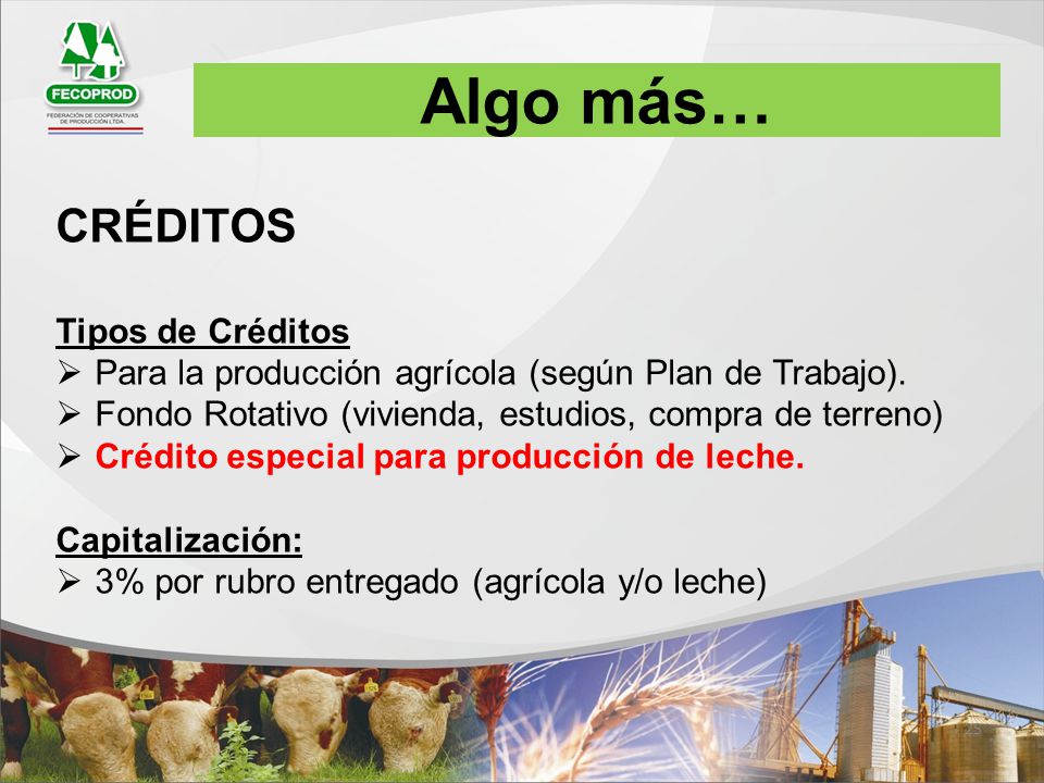 Algo más… CRÉDITOS Tipos de Créditos