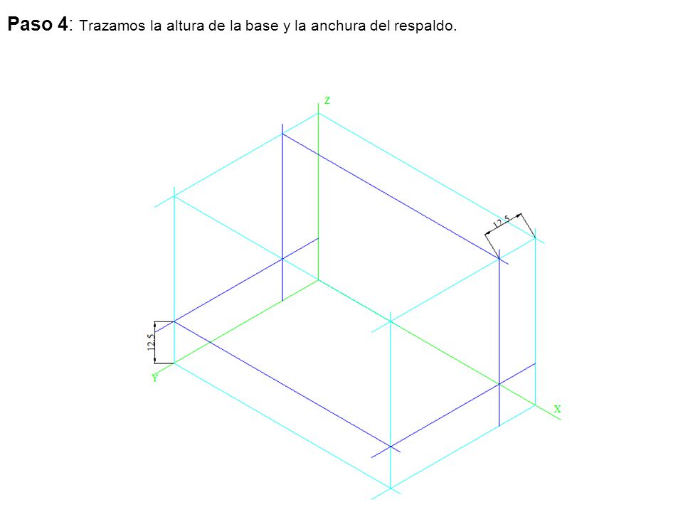 Paso 4: Trazamos la altura de la base y la anchura del respaldo.