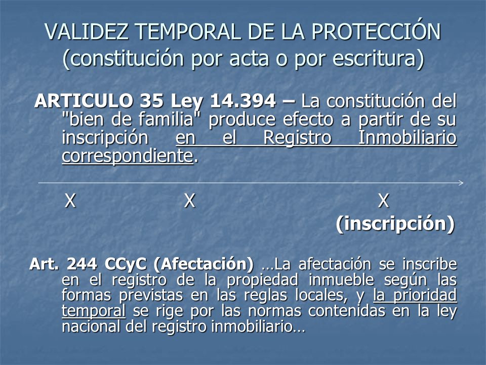 VALIDEZ TEMPORAL DE LA PROTECCIÓN (constitución por acta o por escritura)