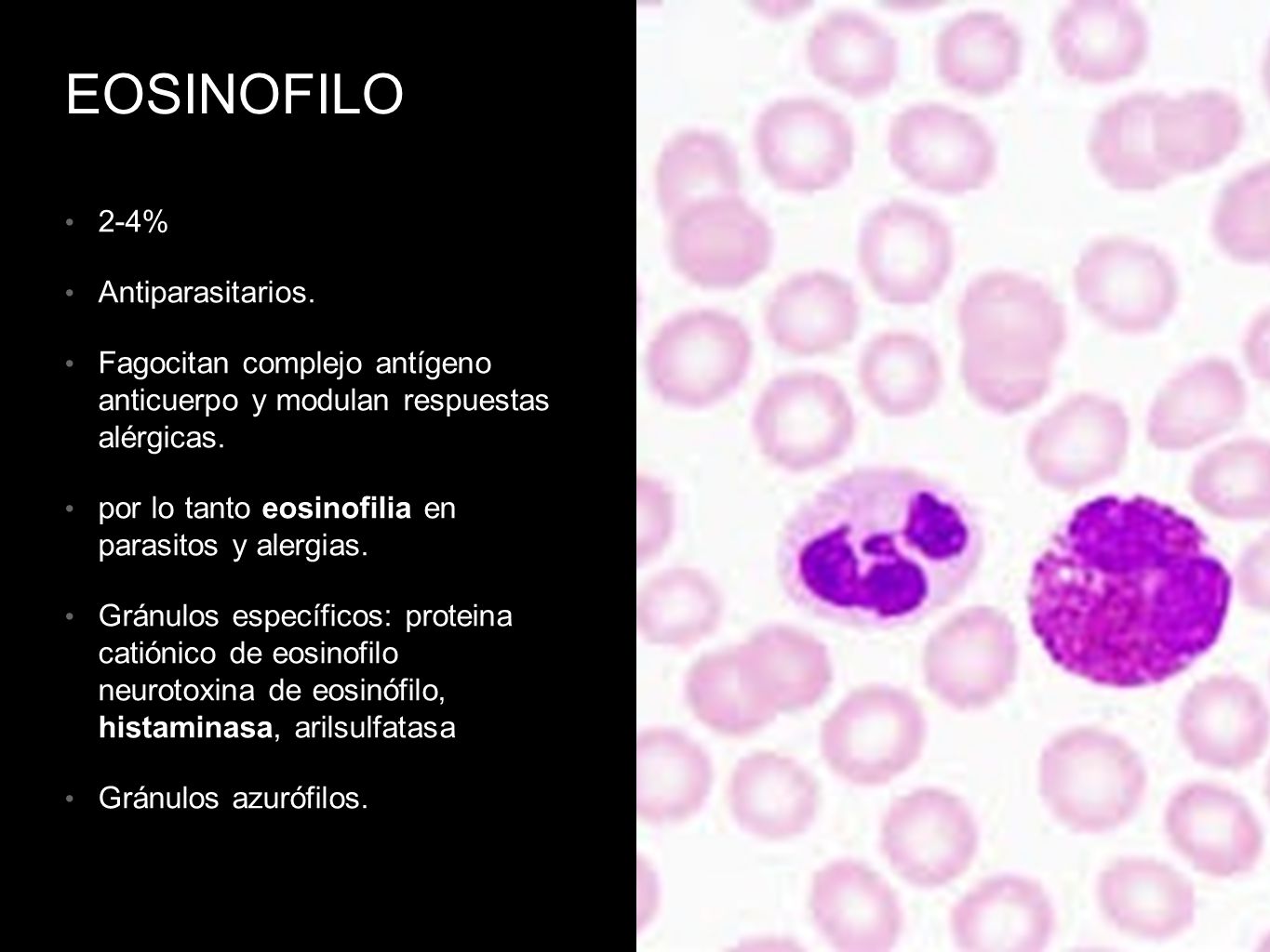 EOSINOFILO 2-4% Antiparasitarios.