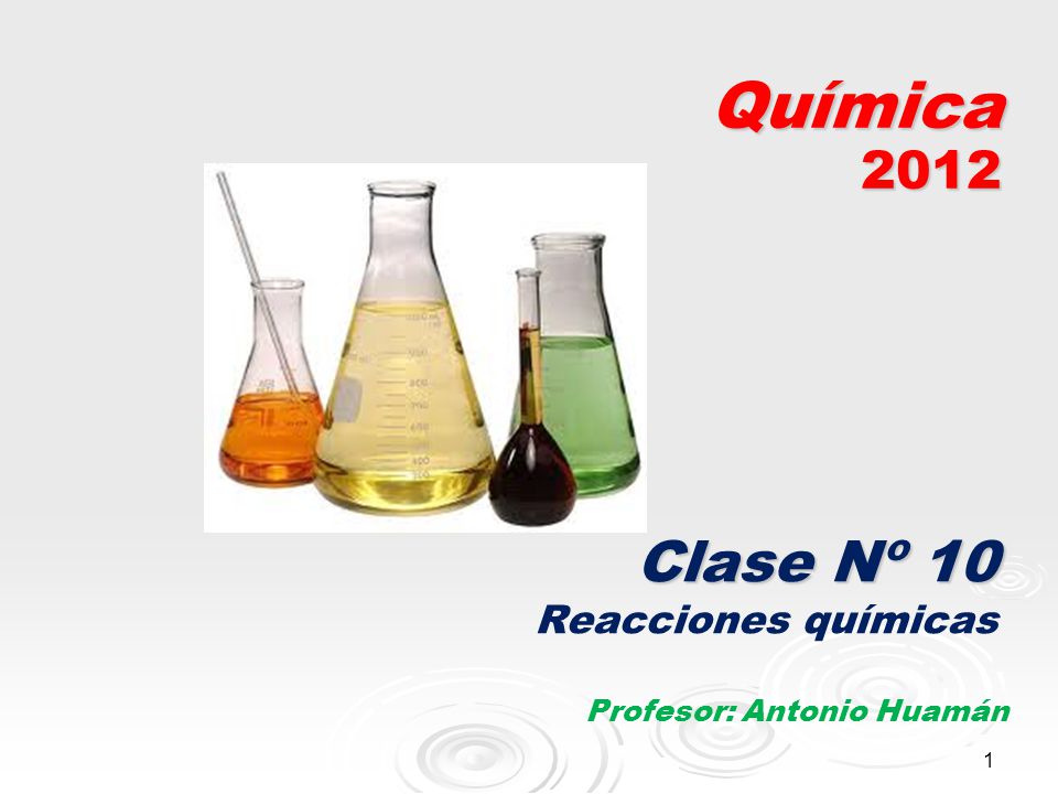 Química 2012 Clase Nº 10 Reacciones químicas Profesor: Antonio Huamán