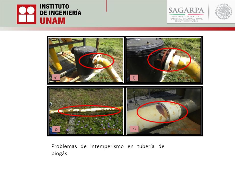 Problemas de intemperismo en tubería de biogás