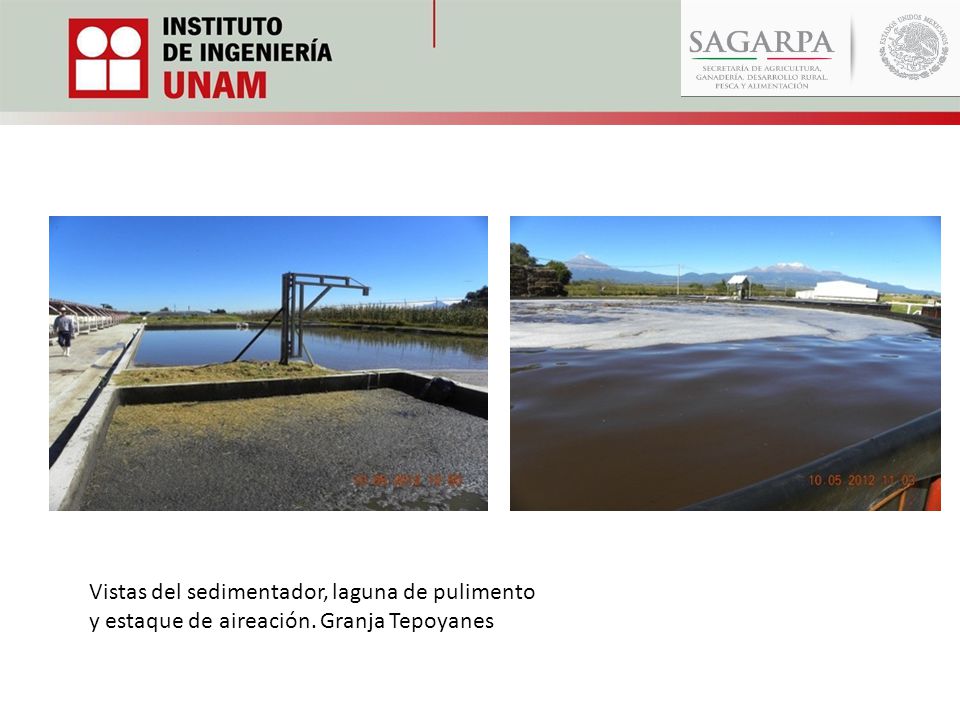 Vistas del sedimentador, laguna de pulimento y estaque de aireación