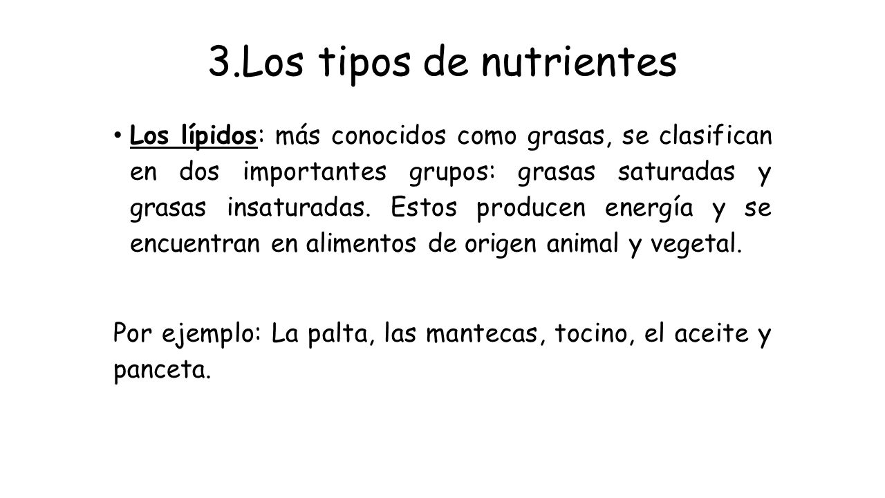 3.Los tipos de nutrientes