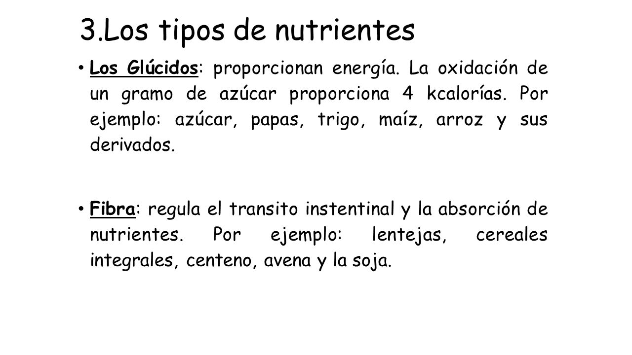 3.Los tipos de nutrientes