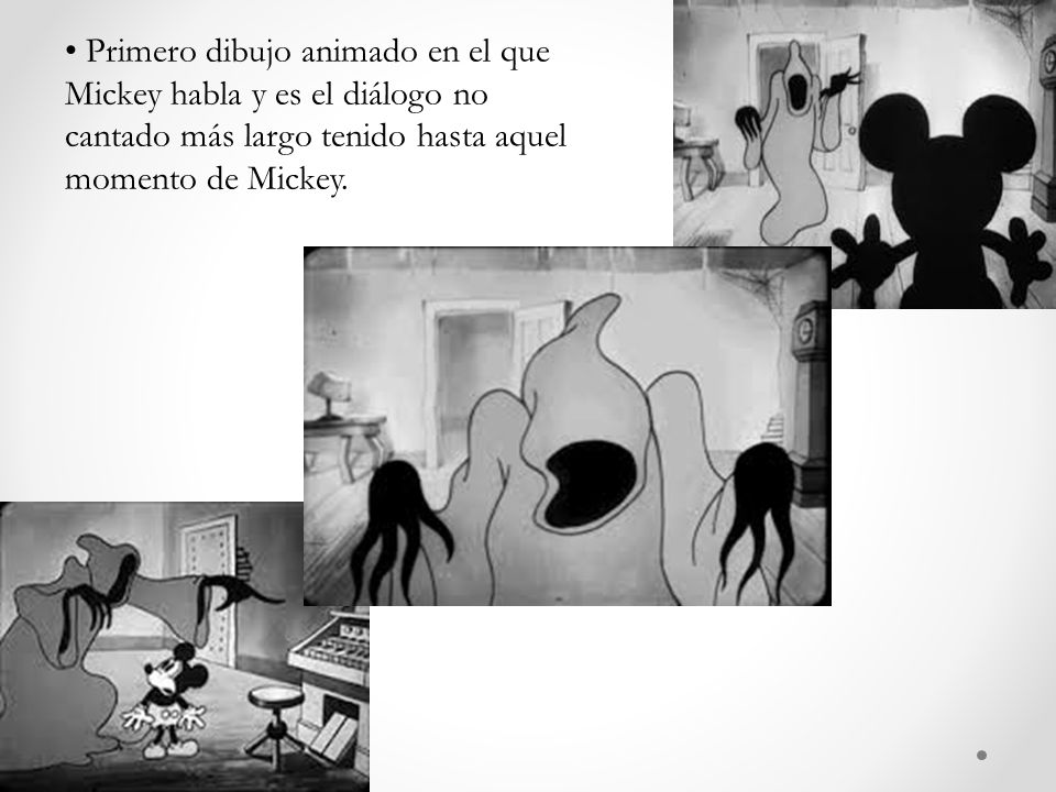 Primero dibujo animado en el que Mickey habla y es el diálogo no cantado más largo tenido hasta aquel momento de Mickey.