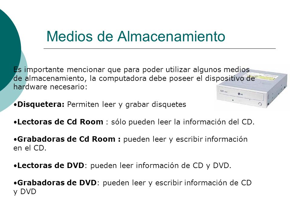 Medios de Almacenamiento