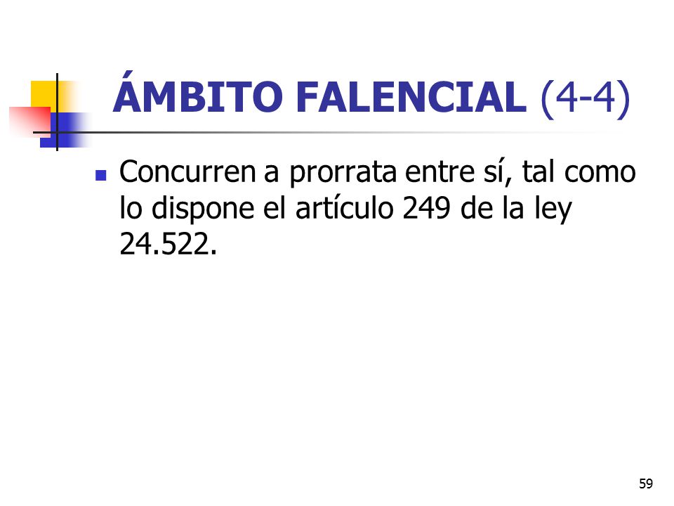 ÁMBITO FALENCIAL (4-4) Concurren a prorrata entre sí, tal como lo dispone el artículo 249 de la ley