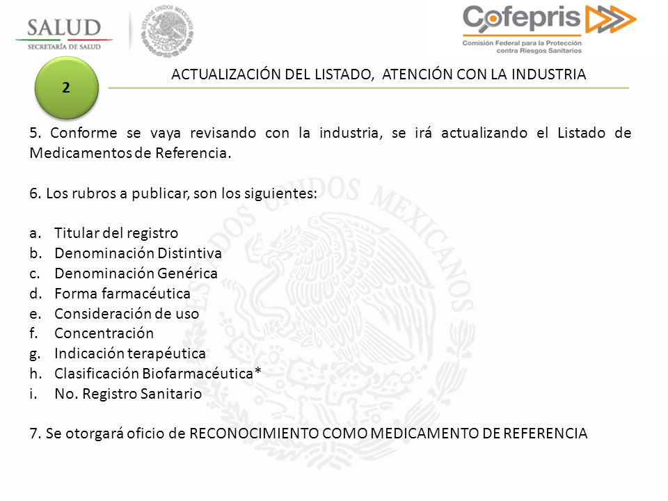 ACTUALIZACIÓN DEL LISTADO, ATENCIÓN CON LA INDUSTRIA