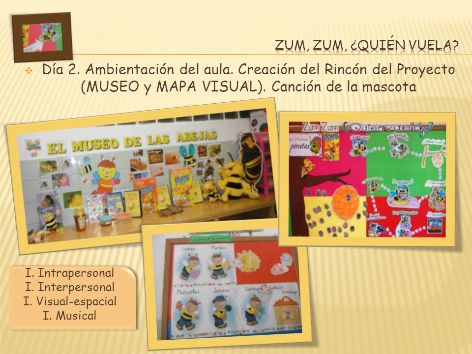 ZUM, ZUM, ¿QUIÉN VUELA Día 2. Ambientación del aula. Creación del Rincón del Proyecto (MUSEO y MAPA VISUAL). Canción de la mascota.