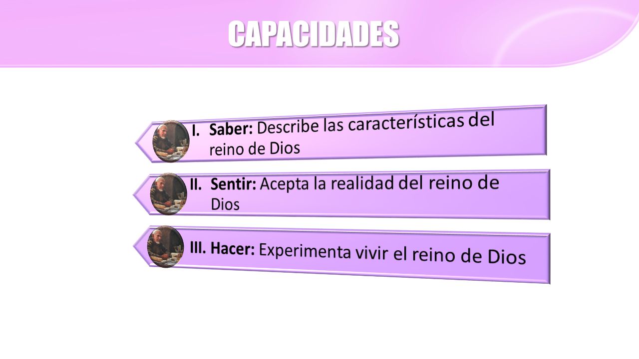 CAPACIDADES I. Saber: Describe las características del reino de Dios