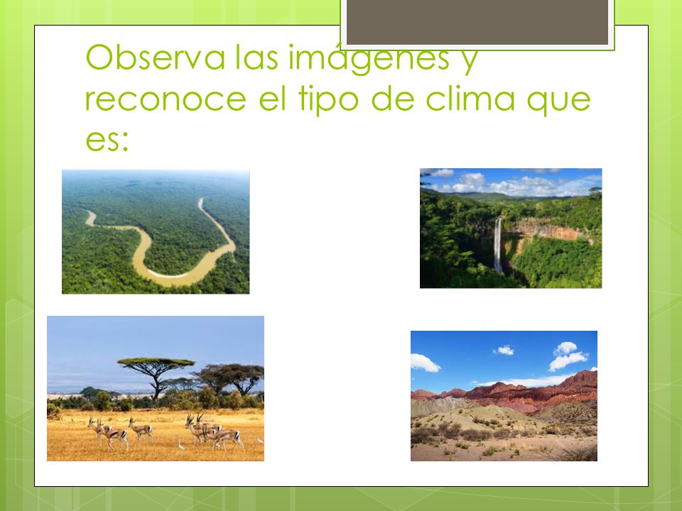 Observa las imágenes y reconoce el tipo de clima que es: