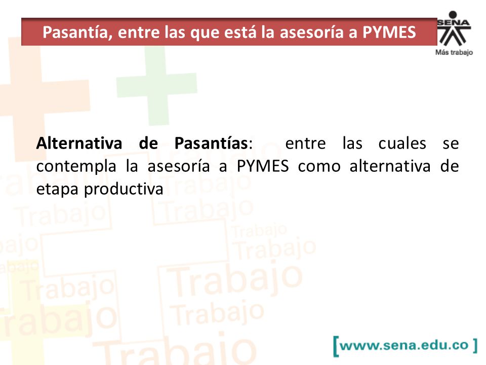 Pasantía, entre las que está la asesoría a PYMES