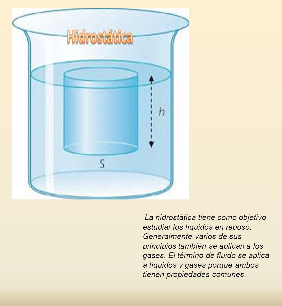 La hidrostática tiene como objetivo estudiar los líquidos en reposo
