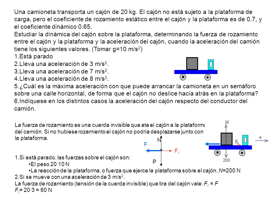 Lleva una aceleración de 3 m/s2. Lleva una aceleración de 7 m/s2.