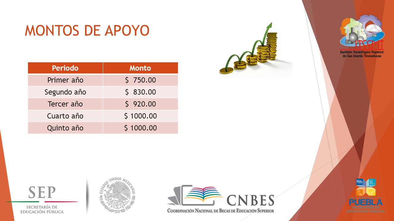MONTOS DE APOYO Periodo Monto Primer año $ Segundo año $