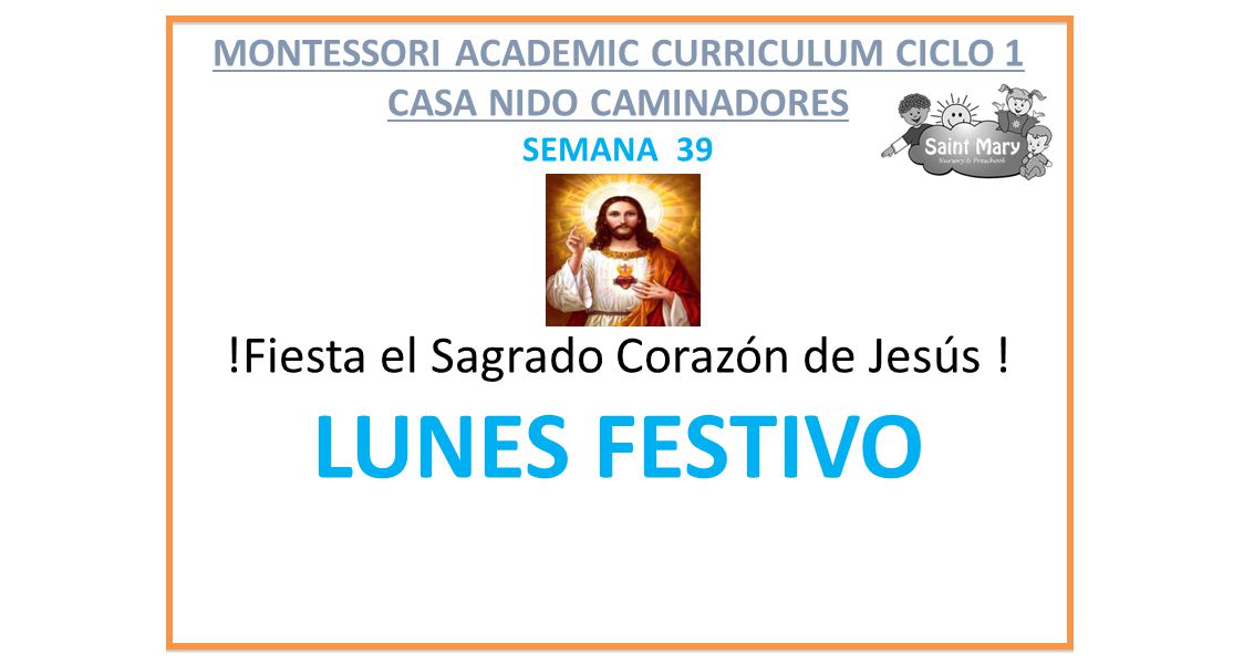 LUNES FESTIVO !Fiesta el Sagrado Corazón de Jesús !