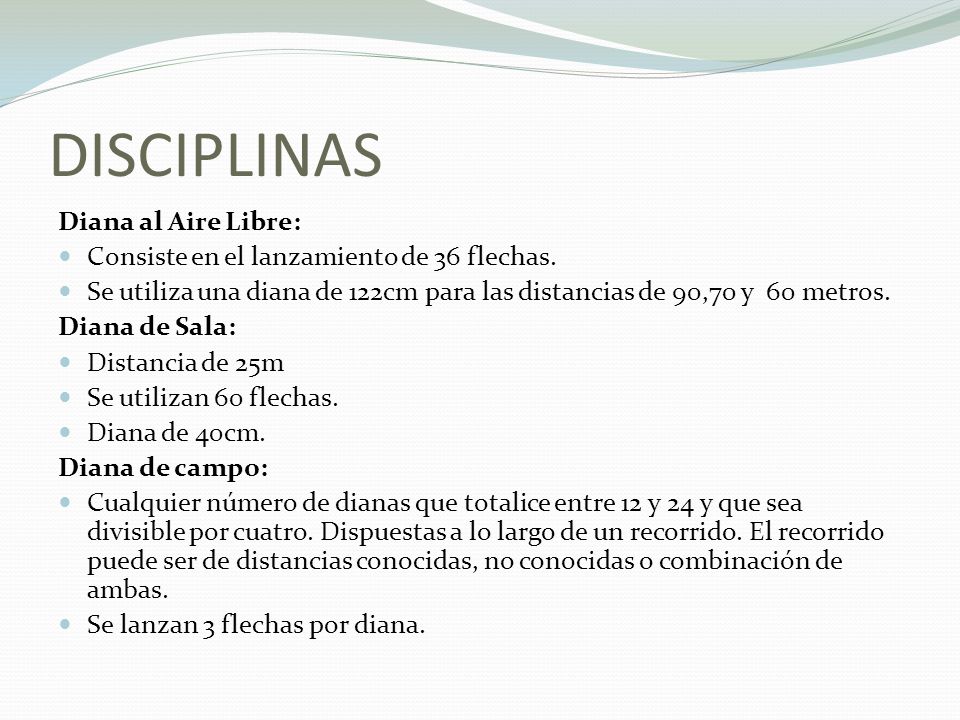 DISCIPLINAS Diana al Aire Libre: